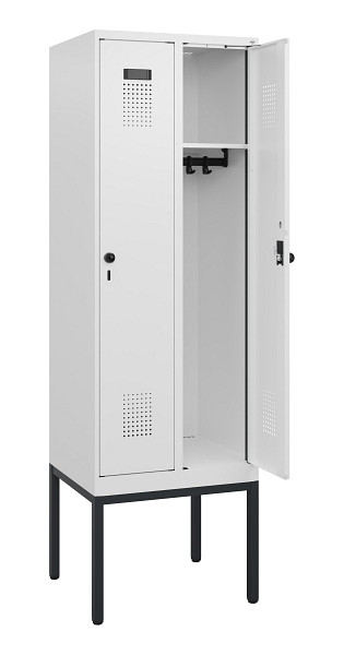 C+P Spind Evolo PLUS, Gestell, 2 Abteile, 1950x600x500mm, 9016/9016, Drehriegel, 0490305-20 S10023
