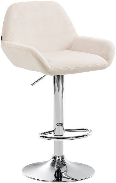 CLP Barhocker Braga Samt chrom, creme, 320895, 4251756478834