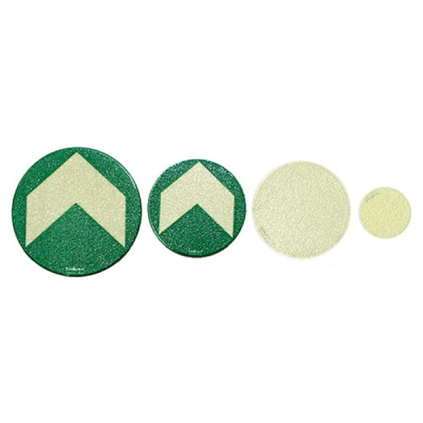Stein HGS Bodenmarkierung/Ronde, langnachleuchtend, VE: 10 Stück, 95 mm, grün, langnachleuchtend mit Richtungspfeil, 17.7470