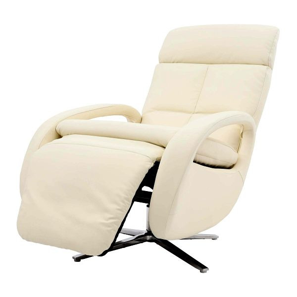 Mendler Relaxsessel HWC-L11, Design Fernsehsessel TV-Sessel Liegesessel, Liegefunktion drehbar, Voll-Leder, creme-weiß, 98400