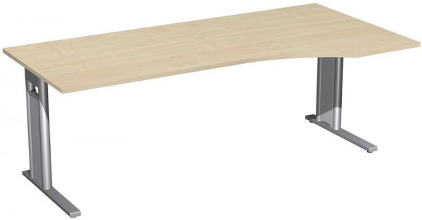 geramöbel PC-Schreibtisch rechts starr, C Fuß Blende optional, 2000x1000x720, Ahorn/Silber, N-648313-AS