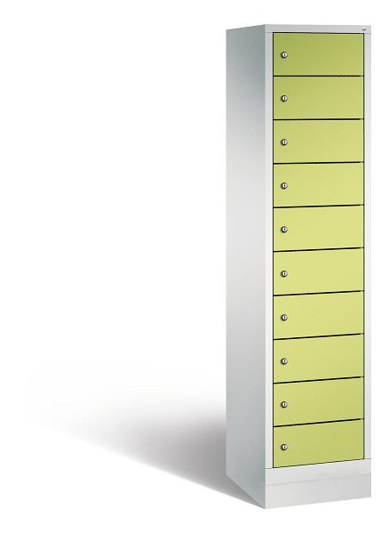 C+P Schließfachschrank Evolo, 10 Fächer, H1800xB420xT500 mm, Grau/Viridingrün, 48020-1210 S10137