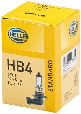 HELLA Halogen-Glühlampe, HB4, Standard, 12V, 51W, Sockelausführung Glühlampe: P22d, Schachtel, 8GH 005 636-121