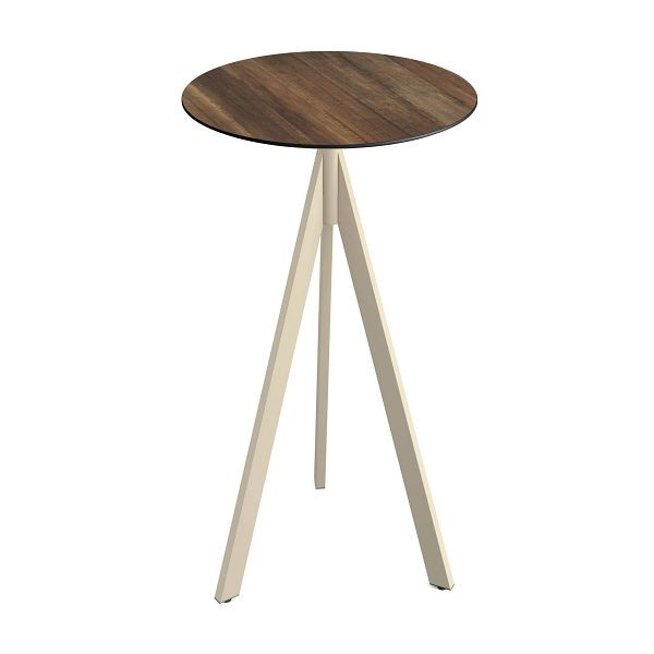 Feros Infinity Tripod Stehtisch Sand frame + Tropical Wood HPL Tischplatte Ø70 cm, 140061270