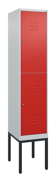 C+P Doppelstöckiger Spind Classic PLUS, Gestell, 2120x400x500mm, 7035/3020, Zylinderschlösser, 0803307-12 S10017