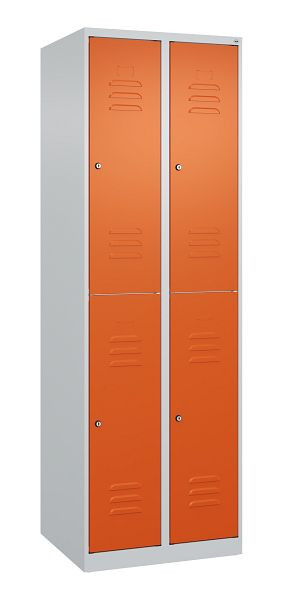 C+P Doppelstöckiger Spind Classic PLUS, 2 Abteile, 1850x600x500mm, 7035/2004, Zylinderschlösser, 080300-20 S10061