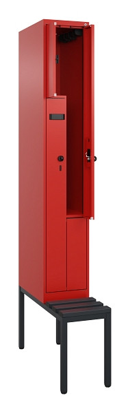 C+P Z-Spind Evolo PLUS, Bank, 2 Fächer, 2120x300x815mm, 3020/3020, Drehriegel, Sitzfläche Kunststoff, Sitzbank, 0490537-102 S10085