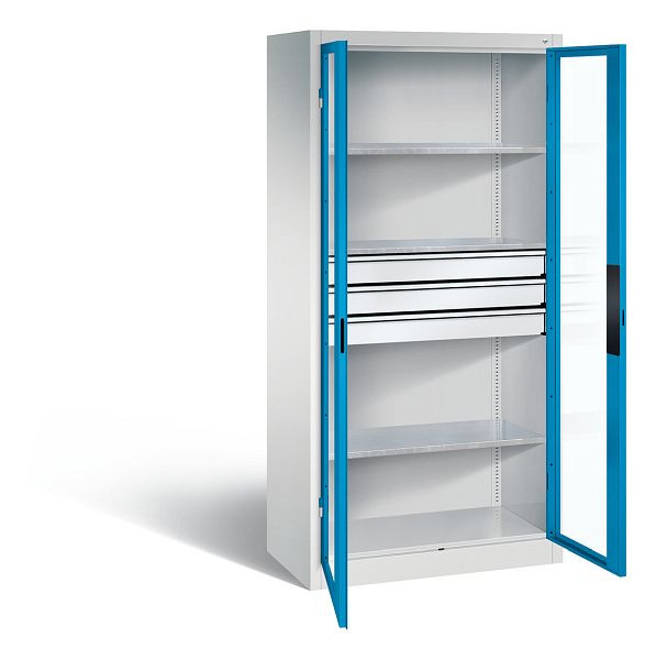 C+P Werkzeugschrank Acurado, H1950xB930xT500mm, Farbe: Lichtgrau / Lichtblau, Muldengriff, 8921-5530 S10088