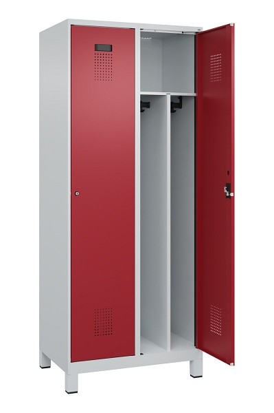 C+P Spind Evolo PLUS, mit Füßen, 2 Abteile, 1950x800x500mm, 7035/3003, Verschluss Zylinderschloss, 049010-22F S10031