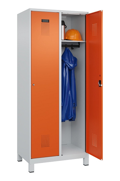 C+P Spind Evolo PLUS, mit Füßen, 2 Abteile, 1950x800x500mm, 7035/2004, Verschluss Zylinderschloss, Ablageböden 2, 049010-22 S10029