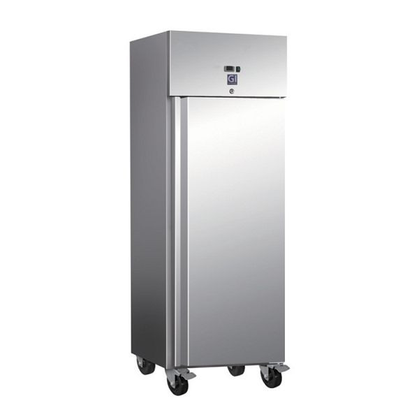Gastro-Inox Edelstahl 600 Liter Kühlschrank statische Kühlung mit Ventilator, Nettokapazität 537 Liter, 201.002