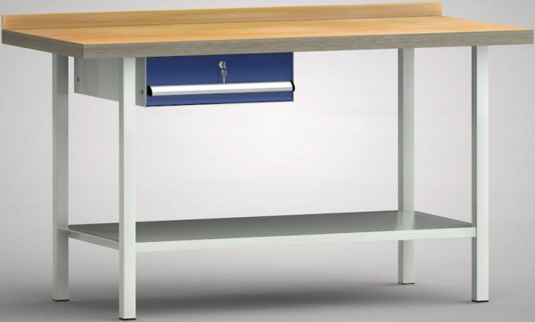 KLW Profi-Werkbank - 1500 x 700 x 905 mm L x T x H (ERGO-Version), mit einer Einzelschublade 150 mm Fh-EA, links, WP005E-1500M45-E7001