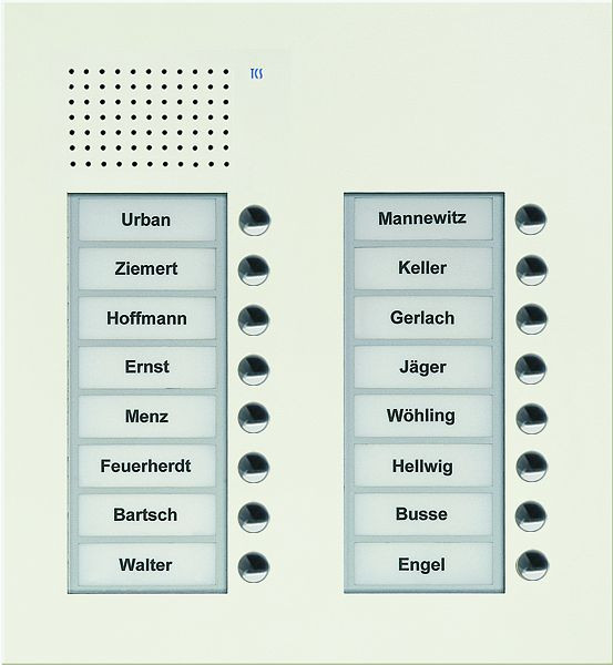 TCS Audio Außenstation Serie PUK 16 Klingeltasten (rechtsbündig), 2-spaltig, UP weiß, PUK16/2-WS