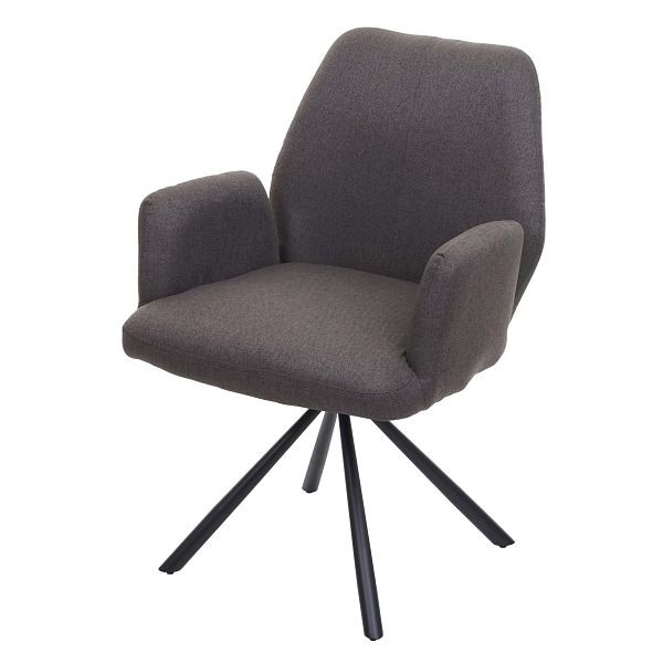 Mendler Esszimmerstuhl HWC-H71, Küchenstuhl Lehnstuhl Stuhl, drehbar Auto-Position Stoff/Textil Stahl, grau-braun, 73940