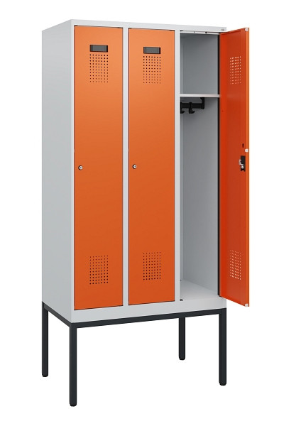 C+P Spind Evolo PLUS, Gestell, 3 Abteile, 1950x900x500mm, 7035/2004, Zylinderschloss, 0490305-30 S10022
