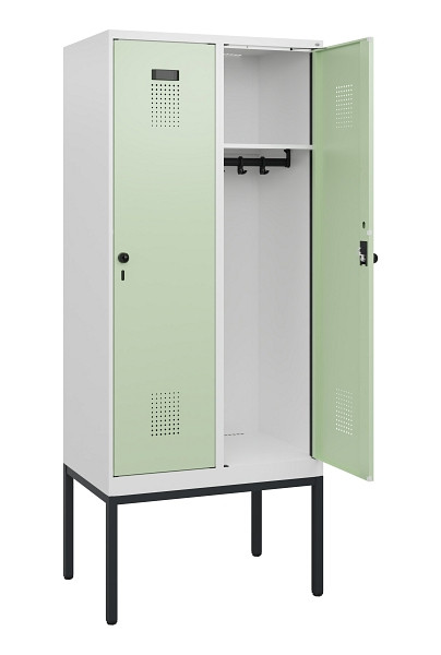 C+P Spind Evolo PLUS, Gestell, 2 Abteile, 1950x800x500mm, 9016/6019, Drehriegel, 0490305-22 S10021