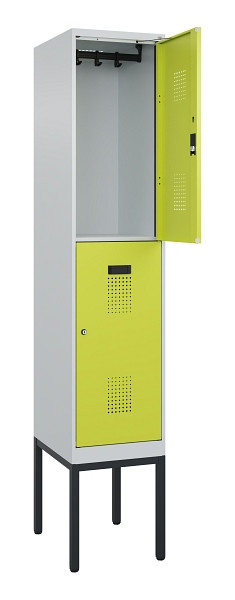 C+P Doppelstock-Spind Evolo PLUS, Gestell, 2 Fächer, 2120x400x500mm, 7035/0024, Zylinderschloss, 0493307-12 S10042