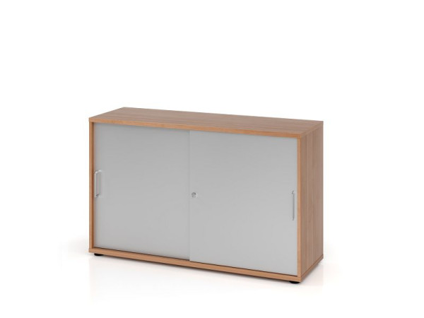 Hammerbacher Schiebetürschrank 1752S BS, 2 OH, Korpus: Nussbaum / Front: Silber, 120 x 40 x 74,8 cm (BxTxH), V1752S/N/S/BS