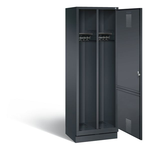 C+P Schwarz-Weiss-Spind Evolo, H1800xB610xT500mm, Farbe: Schwarzgrau, 48220-20 S10057