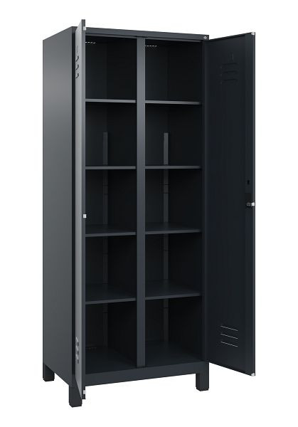 C+P Wäsche-Spind Classic PLUS, Füße, 2 Abteile, 1950x800x500mm, 7016/7016, Verschluss Zylinderschloss, 080012-22B S10027