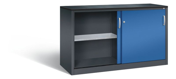 C+P Schiebetürenschrank Acurado, H1000xB1600xT600mm, Farbe: Schwarzgrau / Enzianblau, Bügelgriff, 2166-09 S10090