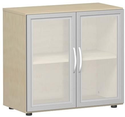geramöbel Flügeltürenschrank mit satinierten Glastüren im Holzrahmen, mit Standfüßen, inkl. Türdämpfer, 800x420x752, Ahorn, S-382800-GTA