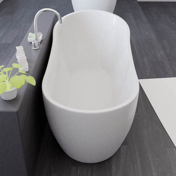 TroniTechnik Freistehende Badewanne KASOS Maße 170 x 80 x 72 cm, Füllmenge 200 l, Acryl, Siphon/Ablaufgarnitur, Überlaufschutz, weiß, Nostalgielook, 3989