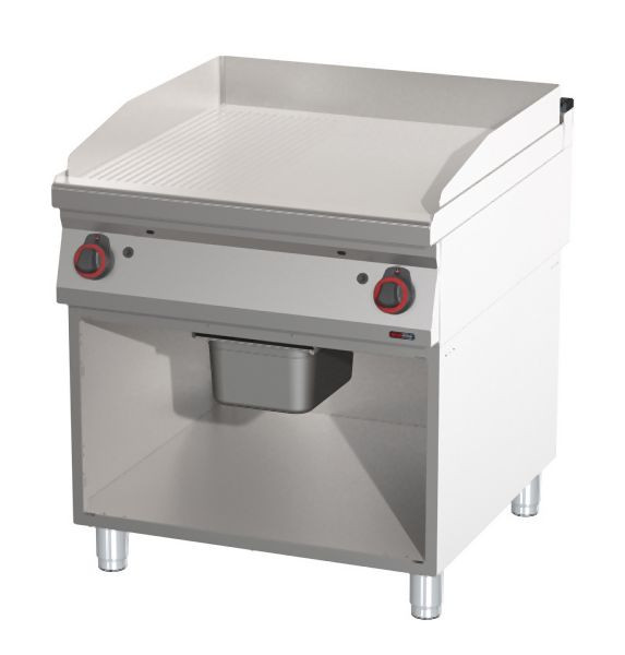 RM Thermik Serie 900, Gas-Grillplatte mit Unterbau, 800x900x900 mm, glatte/gerillte Grillfläche, FTHR-90/80G