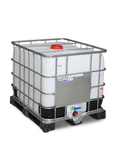 DENIOS IBC Gefahrgut-Container, PE-Palette, 800 l, Öffnung NW150, Auslauf NW50, 266-164