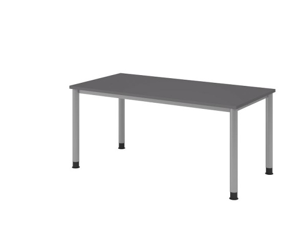 Hammerbacher Schreibtisch 4 Fuß rund 160x80cm Graphit/Silber, Rechteckform, VHS16/G/S