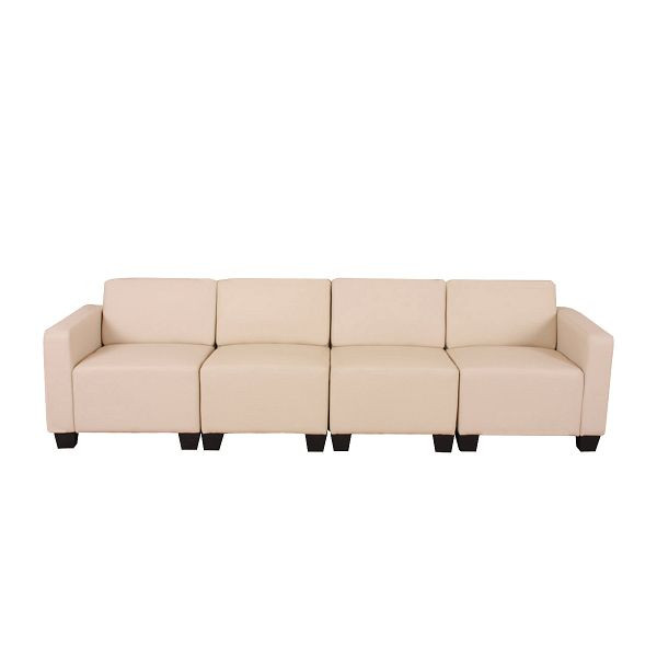 Mendler Modular 4-Sitzer Sofa Couch Lyon, Kunstleder, creme, 2x21690+21694+21697