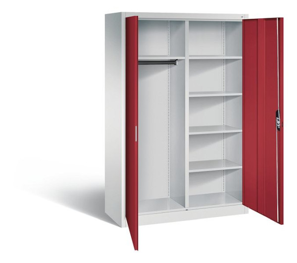 C+P Akten-/Garderobenschrank Acurado, H1950xB1200xT500mm, Farbe: Lichtgrau / Rubinrot, Muldengriff, 9480-30 S10035
