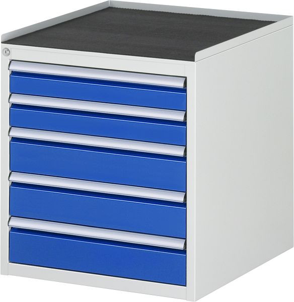 RAU Schubladenschrank Serie 7000, B580 x T650 x H645 mm, Metallauflage, Höhe 25 mm, Schubladen: 2xH90, 3xH120 mm, 13-L3.20A-MT.11