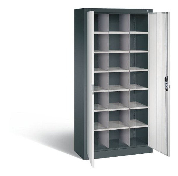 C+P Büro Drehtürenschrank 21 Fächer Acurado, H1950xB930xT400 mm, Anthrazit/Grau, 9260-410 S10362