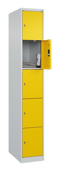 C+P Schließfachschrank Evolo PLUS, 5 Fächer, 1850x300x500mm, 7035/1023, 049000-105 S10001
