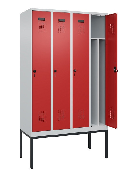 C+P Spind Evolo PLUS, Gestell, 4 Abteile, 2120x1200x500mm, 7035/3000, Verschluss Drehriegel, 0490307-40F S10003