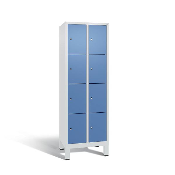 C+P Schließfachschrank Evolo, 8 Fächer, H1850xB610xT500 mm, Grau/Fernblau, 48010-204 S10234
