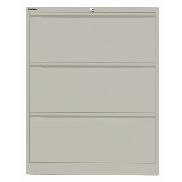 Bisley Hängeregistraturschrank, doppelbahnig, 3 HR-Schubladen, 673 gänsegrau, DF3673