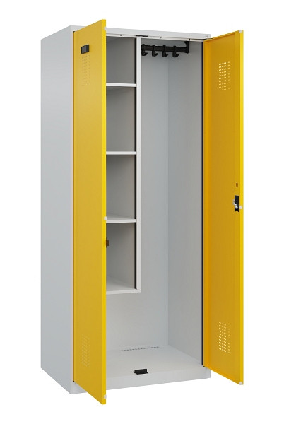 C+P Putzmittel-Spind Evolo PLUS, 2 Abteile, 1850x800x500mm, 7035/1023, Zylinderschloss, 049100-02 S10028