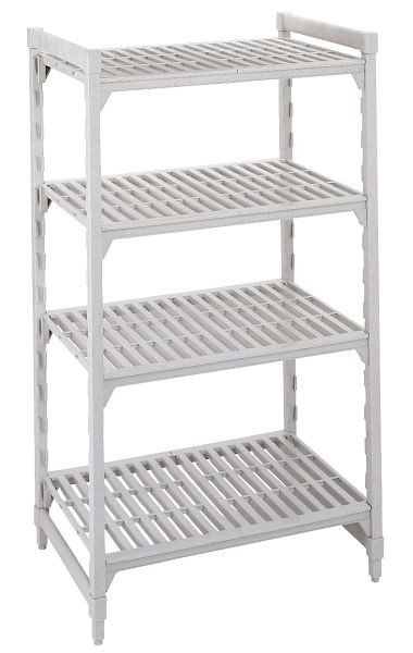 Cambro Camshelving® Premium, geschlitzte Grundeinheit, 200 kg pro Fachboden, 4 Fachböden, 40 x 98 x 180 cm, MPU4918V4PKG490
