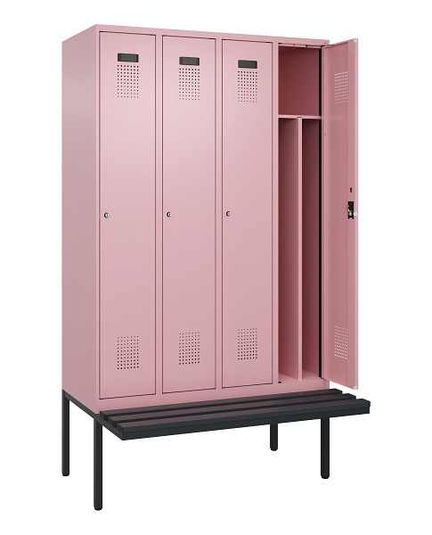 C+P Spind Evolo PLUS, 4 Abteile, 2120x1200x815mm, 3015/3015, Haken 4, Zylinderschloss, Material Sitzfläche Kunststoff, 0490407-40F S10104