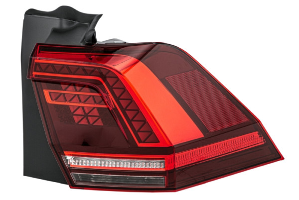 HELLA Heckleuchte, LED, dunkel/rot, äusserer Teil/oberer Teil, für u.a. VW Tiguan (AD1), für Linksverkehr/für Rechtsverkehr, rechts, 2SD 012 521-061