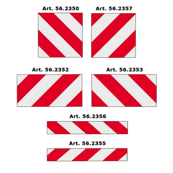 Stein HGS Warntafeln für überbreite und überlange Fahrzeuge, 564 x 282 mm / Typ 1 - RA1/A, linksweisend (waagerecht)/ rechtsweisend (senkrecht), 56.2352