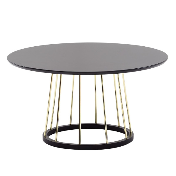 Wohnling Couchtisch Rund 80 x 80 x 42 cm Schwarz Gold Sofatisch Metall Modern, Runder Wohnzimmertisch Salontisch, Tisch Wohnzimmer Groß, WL6.489
