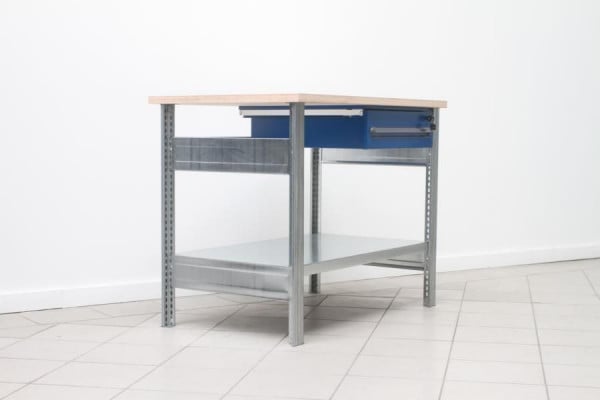 Regalwerk BERT-Werktisch Typ 1 mit Schublade HxBxT 880x1100x700mm 1 Ebenen StahlFachböden, B3-82511-K