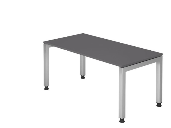 Hammerbacher Schreibtisch U-Fuß eckig 160x80cm Graphit, Rechteckform, schwebende Platte, VJS16/G/S