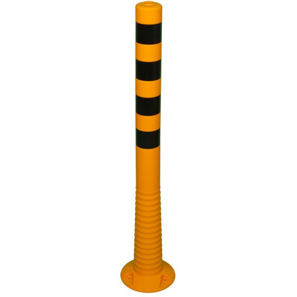 Stein HGS Absperrpfosten "Elasto Gelb" Ø80mm, überfahrbar, retroreflektierende Streifen, Höhe: 1m, Streifen: schwarz, 19155-2