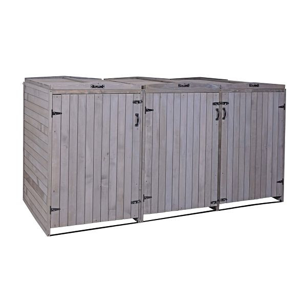 Mendler XL 3er-/6er-Mülltonnenverkleidung HWC-H74, Mülltonnenbox, erweiterbar 120x75x96 Holz, anthrazit-grau, 73979+74651+73981