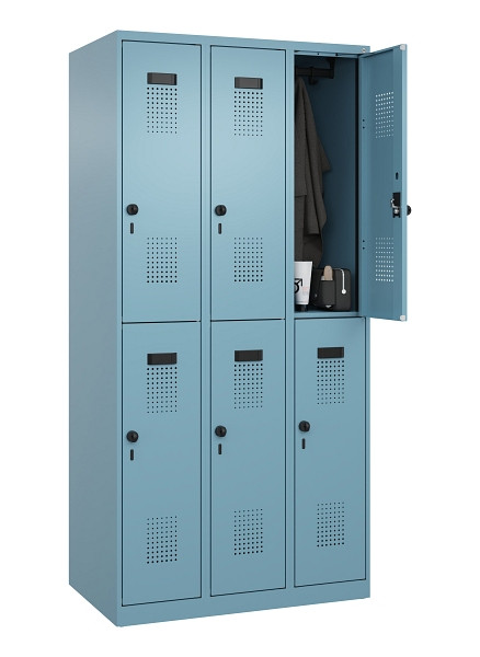 C+P Doppelstöckiger Spind Evolo PLUS, 6 Fächer, 1850x900x500mm, 0010/0010, Drehriegel, 049300-30 S10021