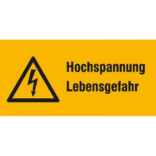 Stein HGS Elektrokennzeichnung/Warnkombischild, Hochspannung Lebensgefahr, 131 x 65 mm / Folie, selbstklebend, 21.1255
